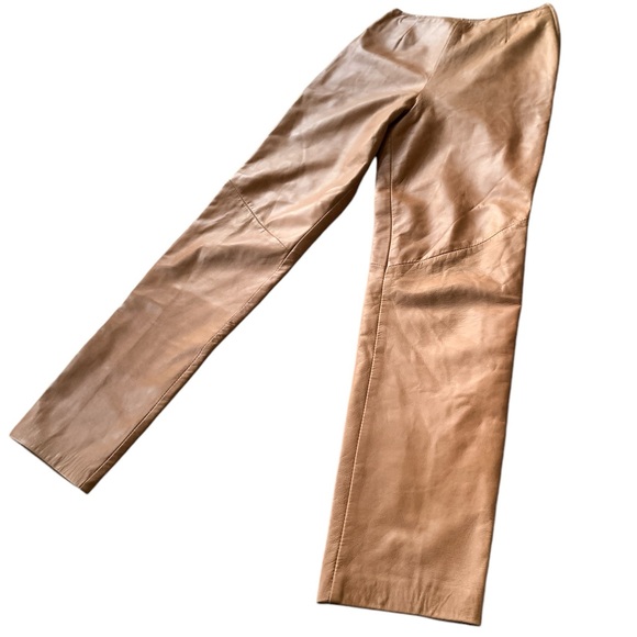 DANIER Caramel Brown Lamb Leather Pants - Picture 8 of 14